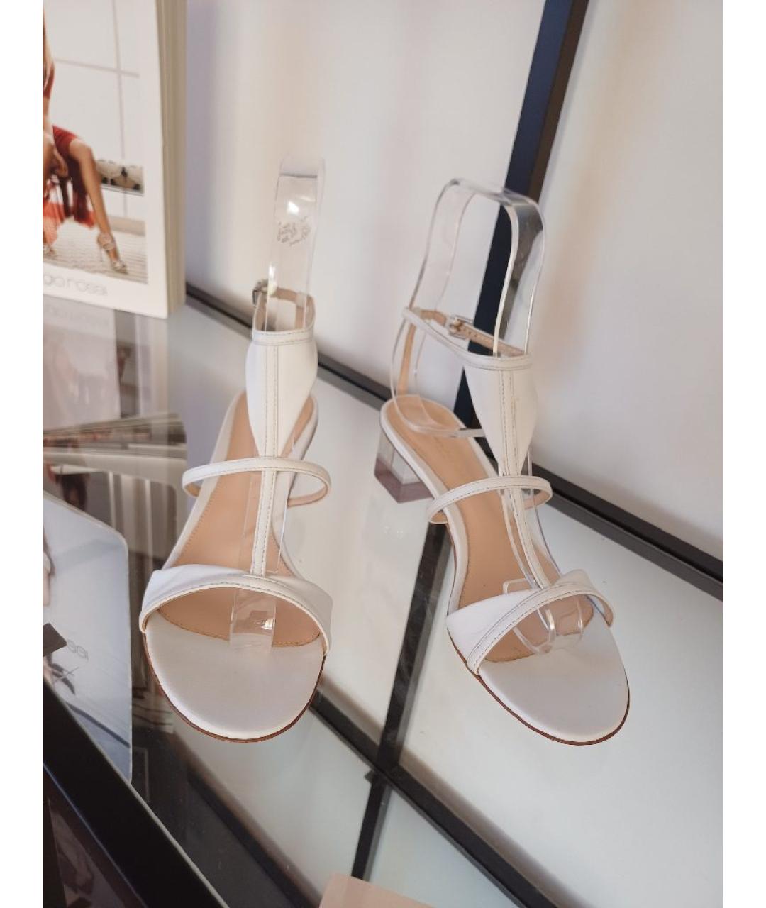 GIANVITO ROSSI Белые кожаные босоножки, фото 6