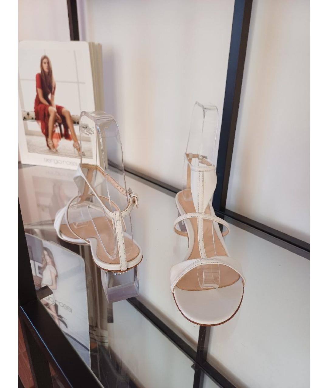 GIANVITO ROSSI Белые кожаные босоножки, фото 5
