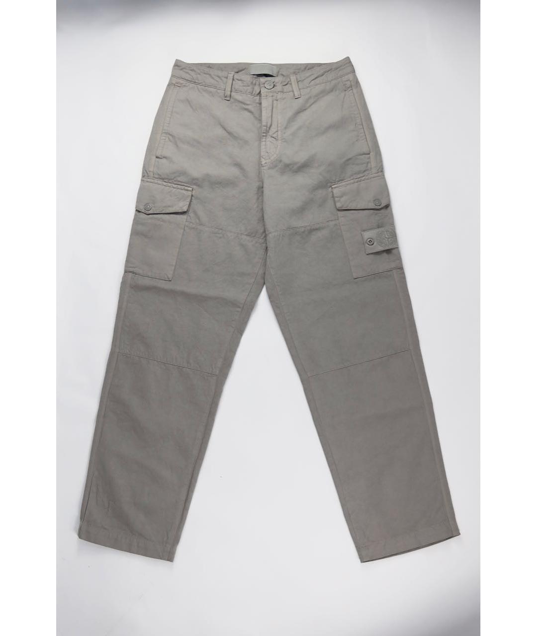 STONE ISLAND Серые льняные повседневные брюки, фото 6