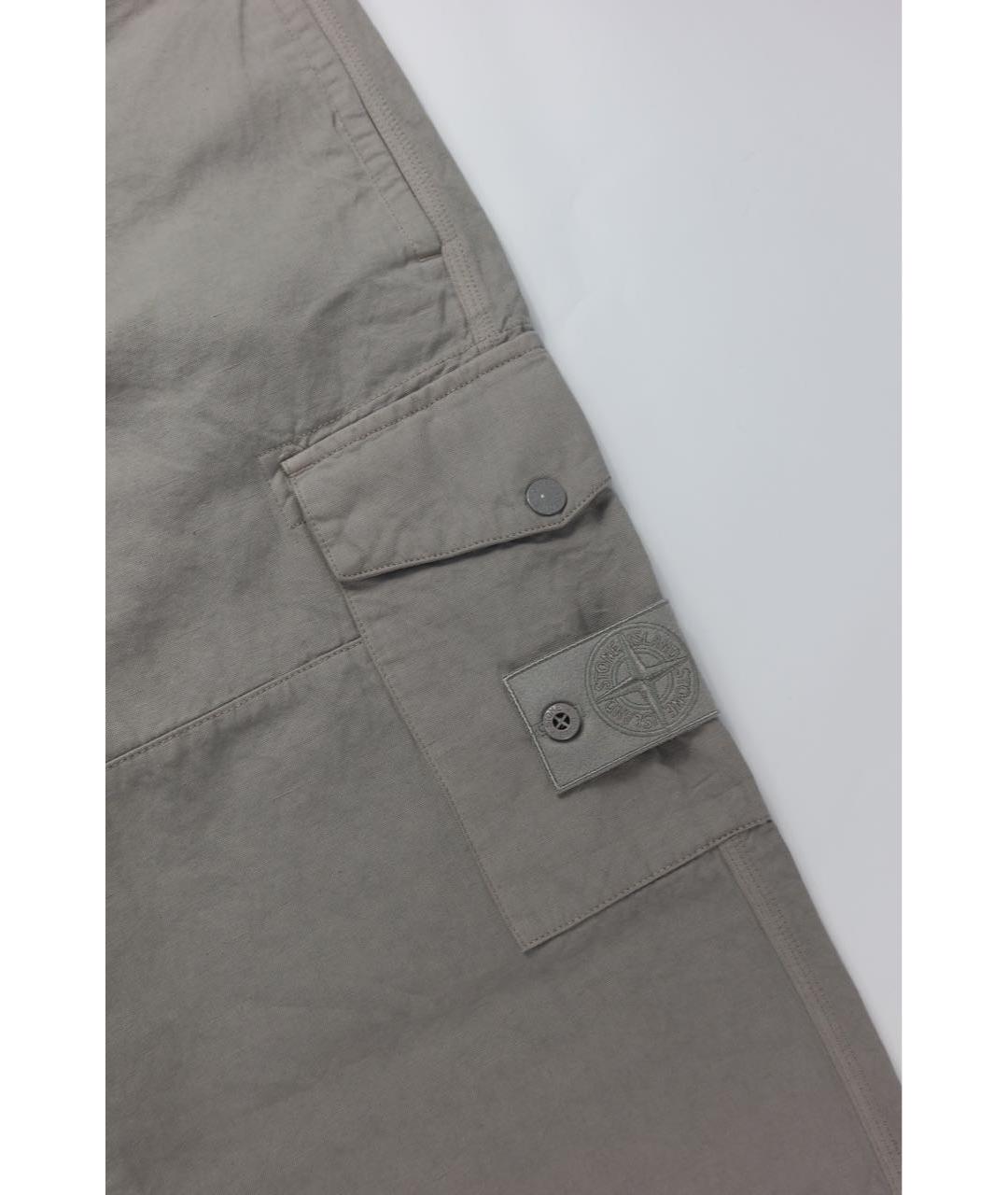 STONE ISLAND Серые льняные повседневные брюки, фото 3