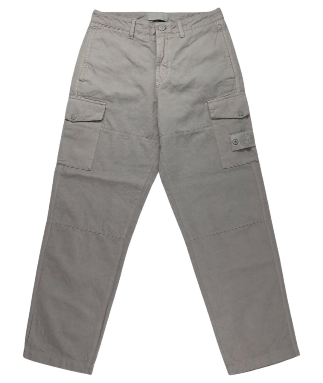 STONE ISLAND Серые льняные повседневные брюки, фото 1