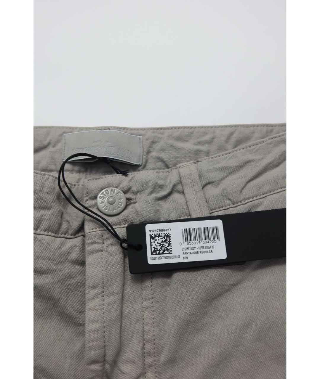 STONE ISLAND Серые льняные повседневные брюки, фото 5