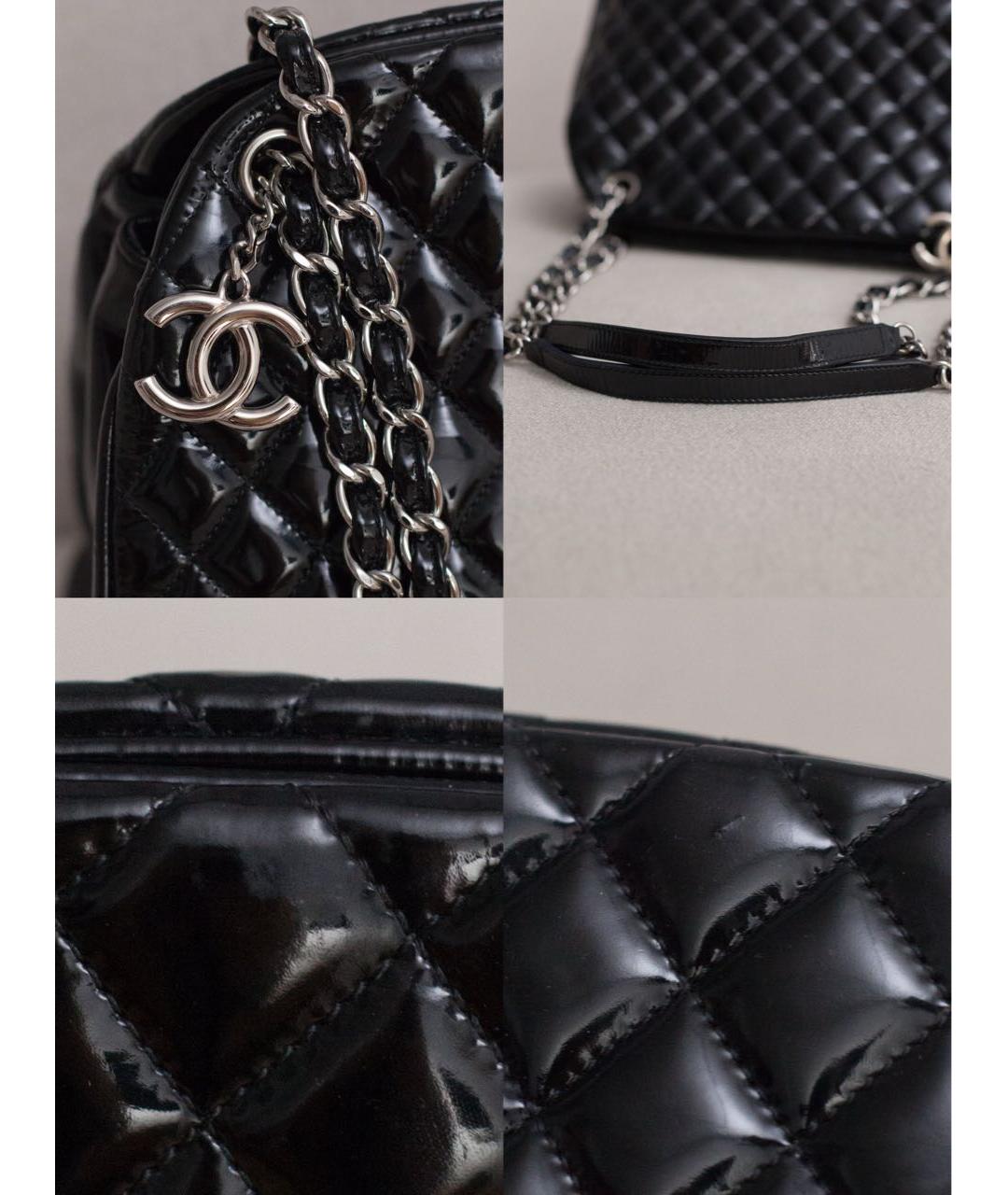 CHANEL Черная сумка через плечо из лакированной кожи, фото 7