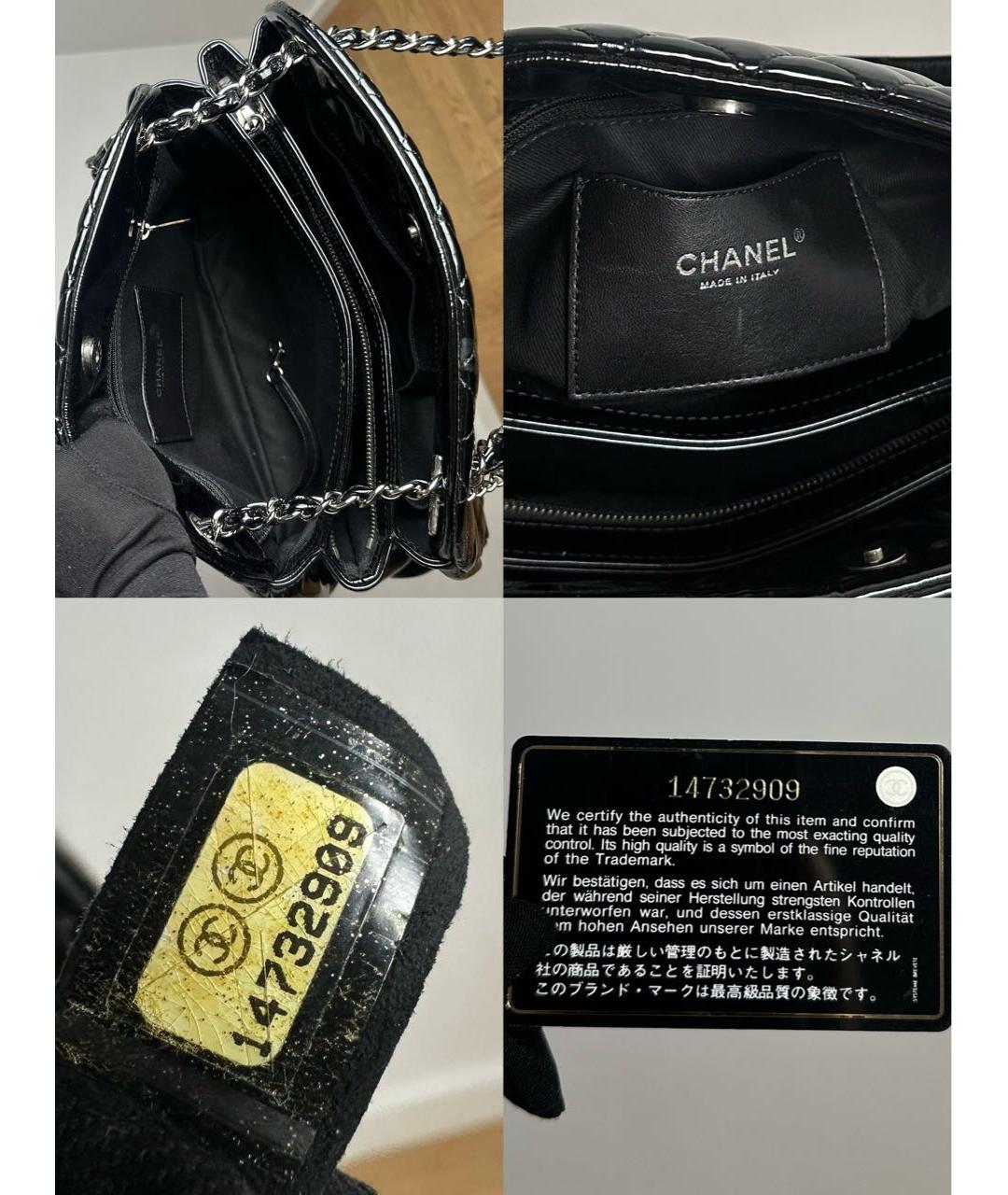 CHANEL Черная сумка через плечо из лакированной кожи, фото 8