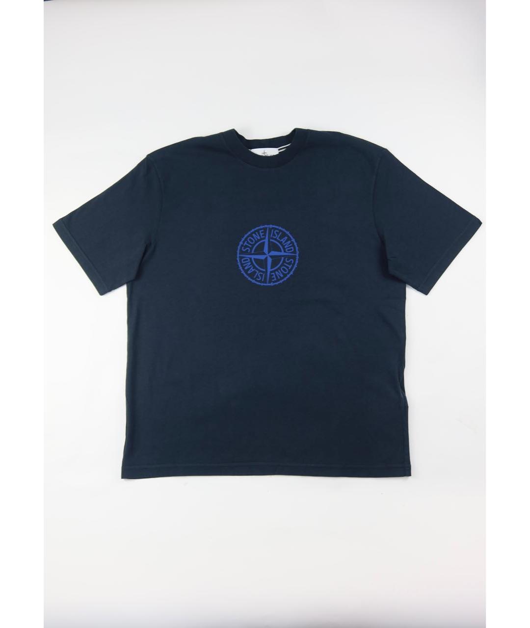 STONE ISLAND Темно-синяя хлопковая футболка, фото 5