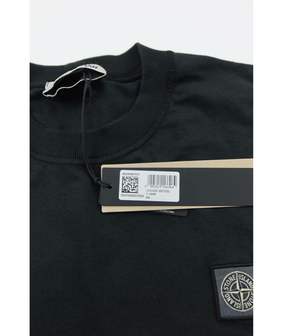 STONE ISLAND Черная хлопковая футболка, фото 4