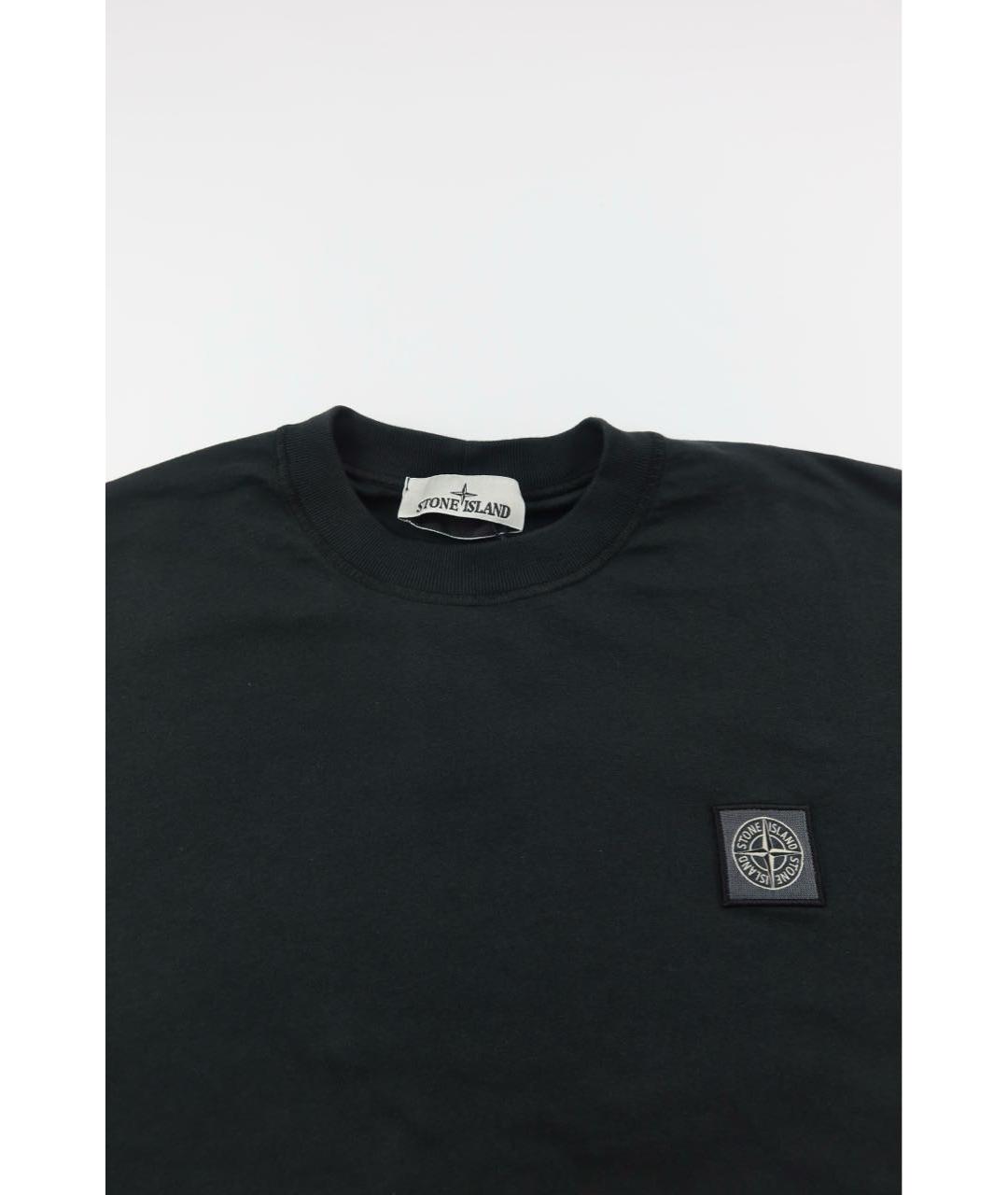 STONE ISLAND Черная хлопковая футболка, фото 3