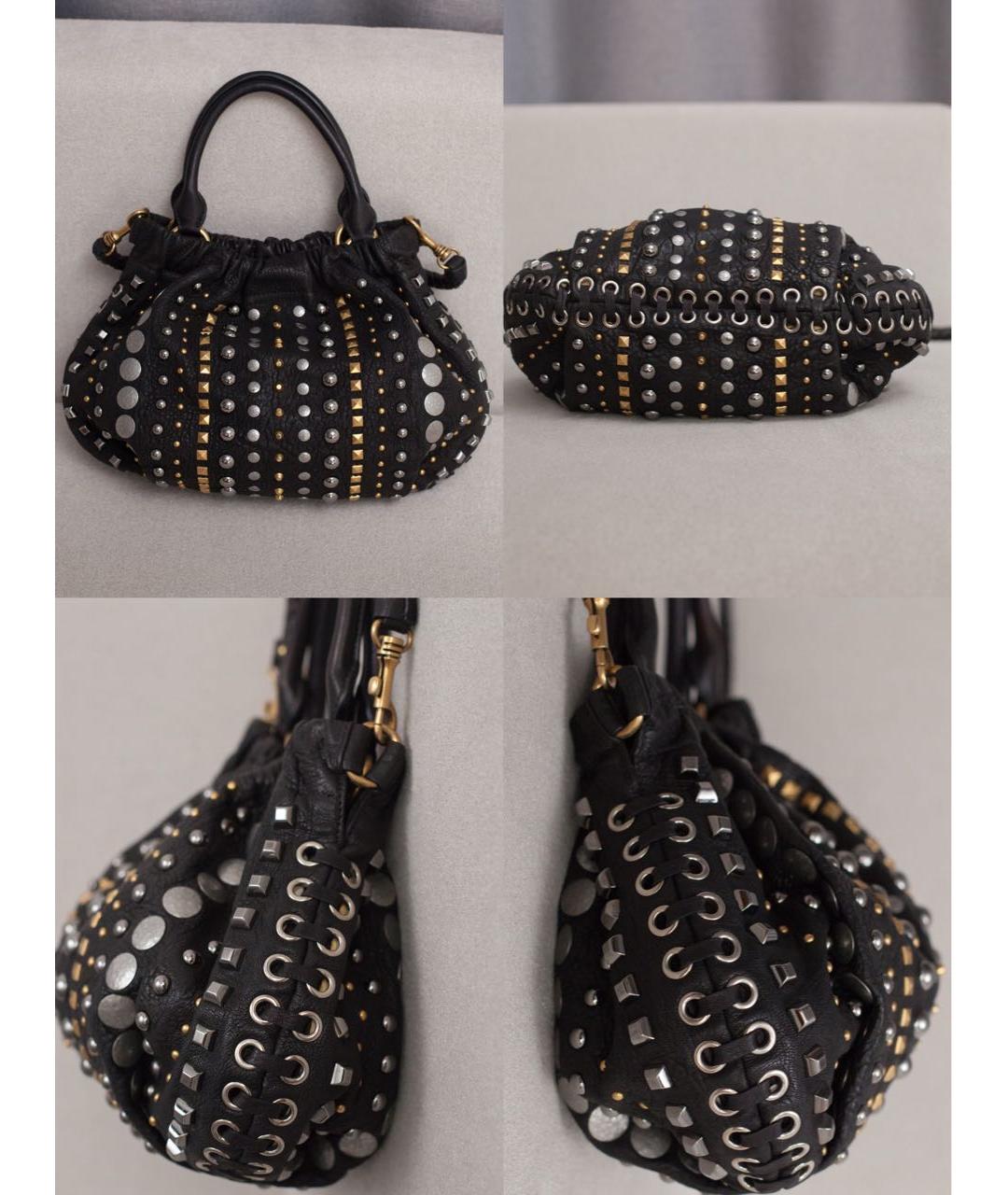 MIU MIU Черная кожаная сумка с короткими ручками, фото 6