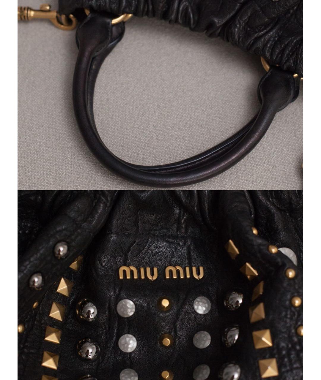 MIU MIU Черная кожаная сумка с короткими ручками, фото 7