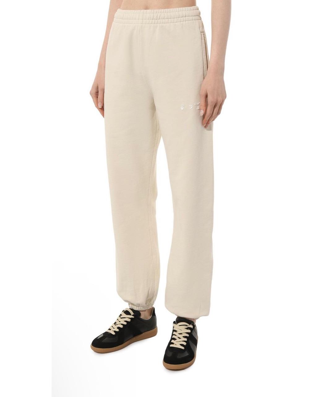 OFF-WHITE Бежевые хлопковые спортивные брюки и шорты, фото 7