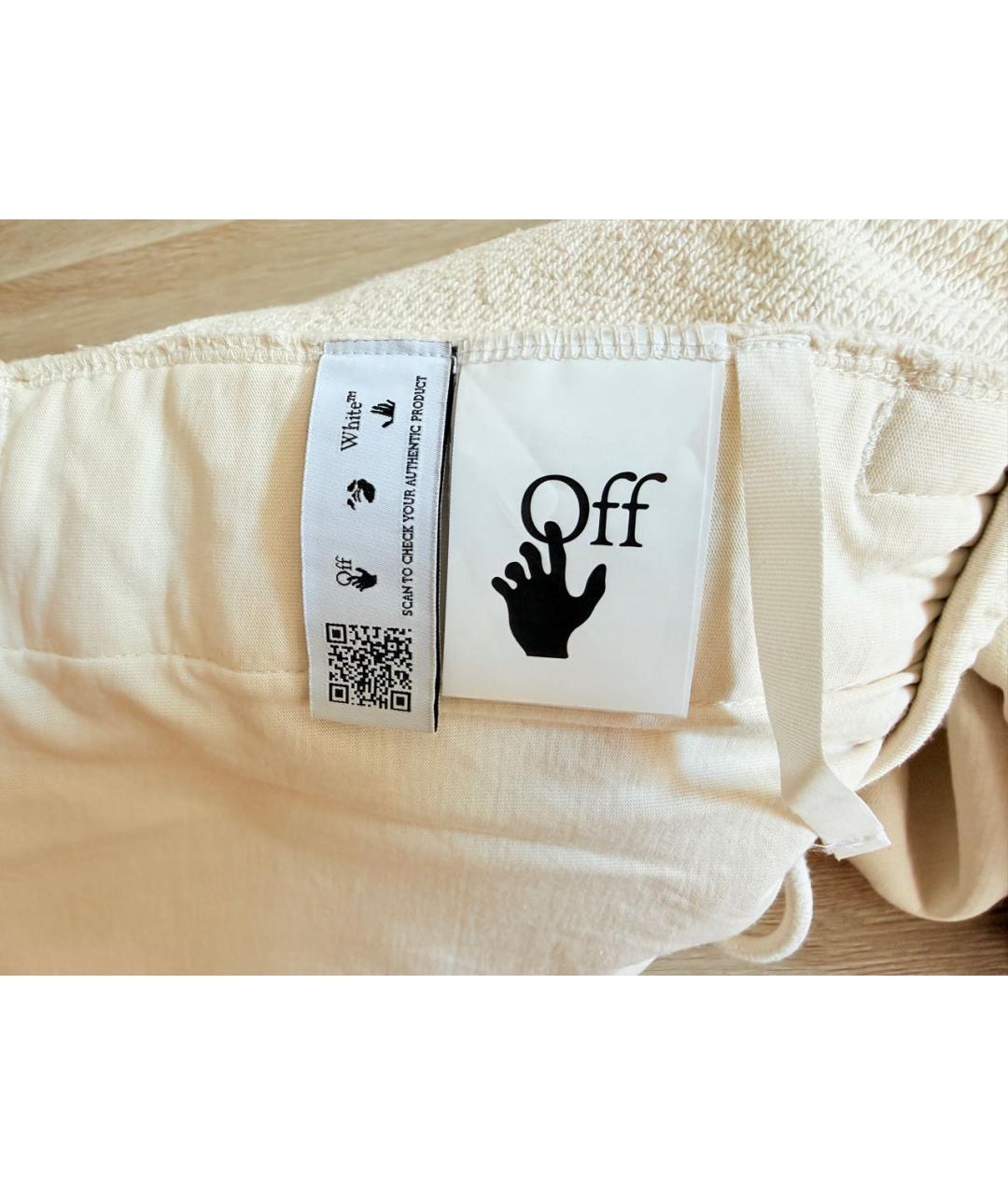 OFF-WHITE Бежевые хлопковые спортивные брюки и шорты, фото 5
