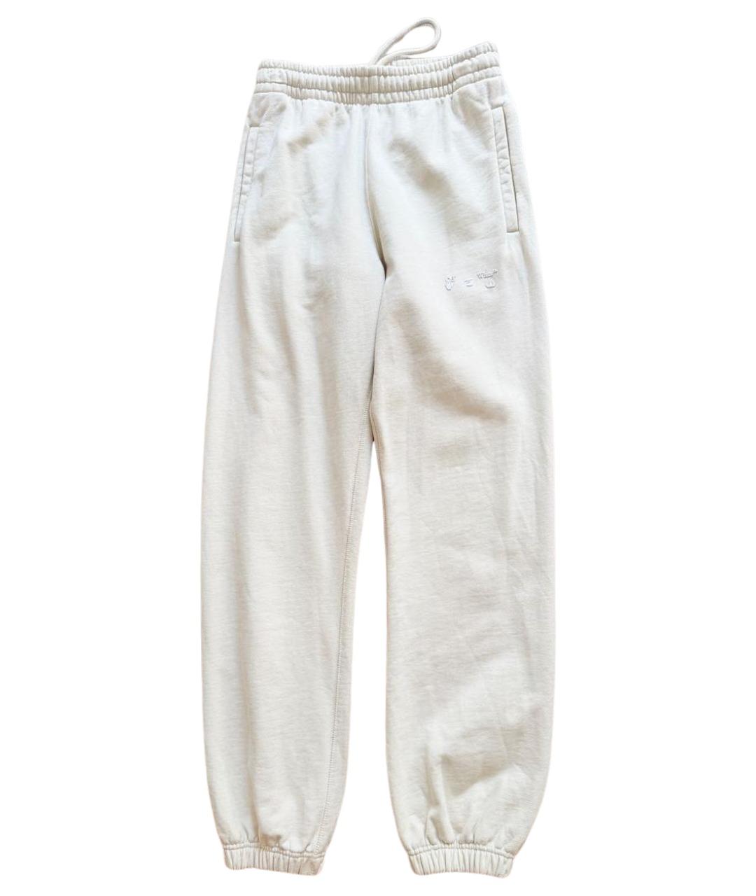 OFF-WHITE Бежевые хлопковые спортивные брюки и шорты, фото 1