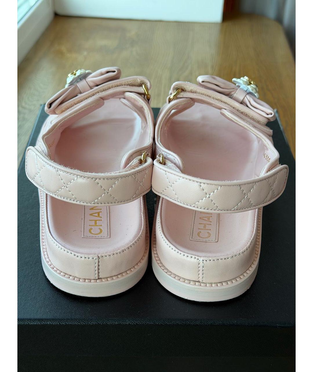 CHANEL Розовые кожаные сандалии, фото 5