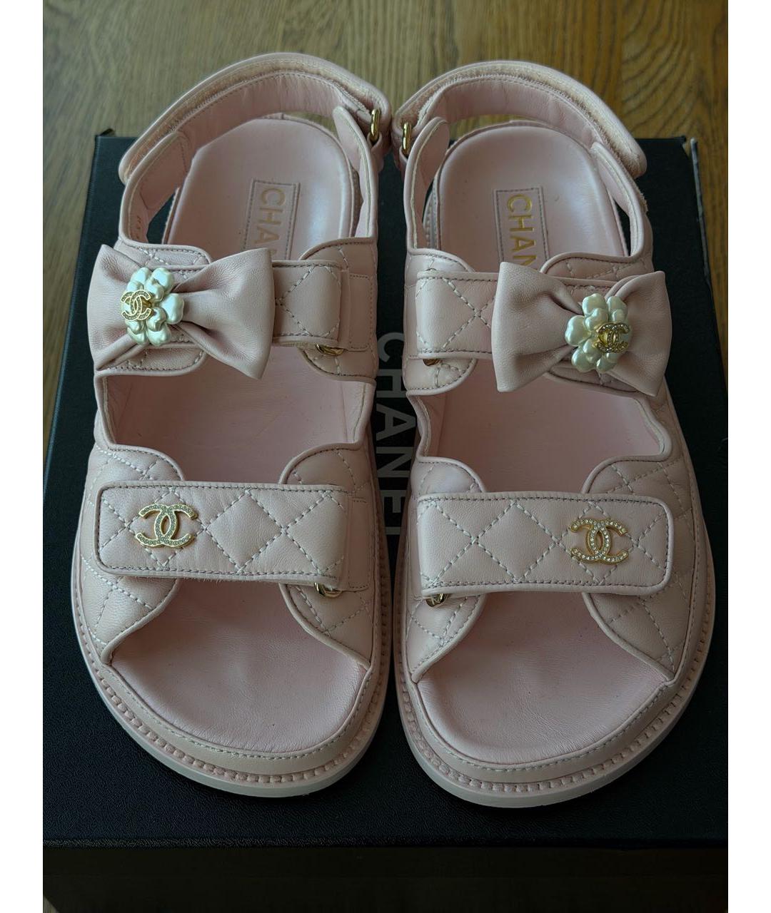 CHANEL Розовые кожаные сандалии, фото 3