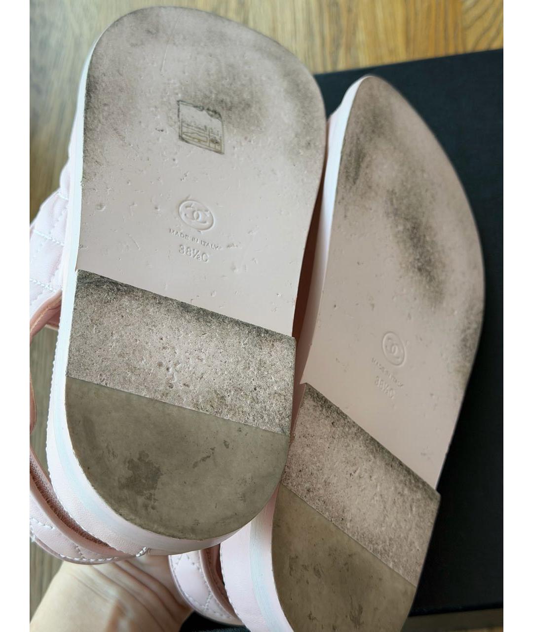 CHANEL Розовые кожаные сандалии, фото 7