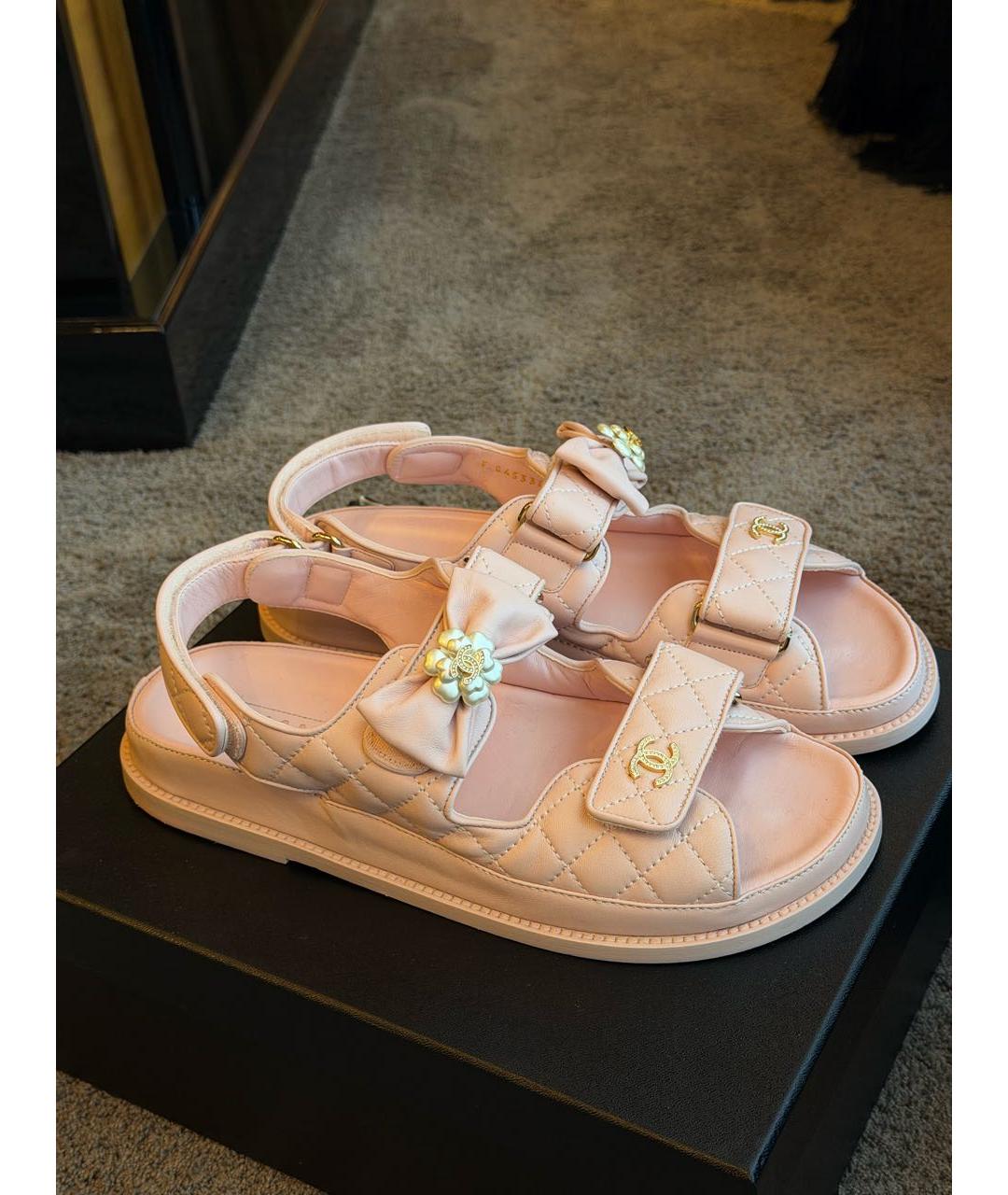 CHANEL Розовые кожаные сандалии, фото 8