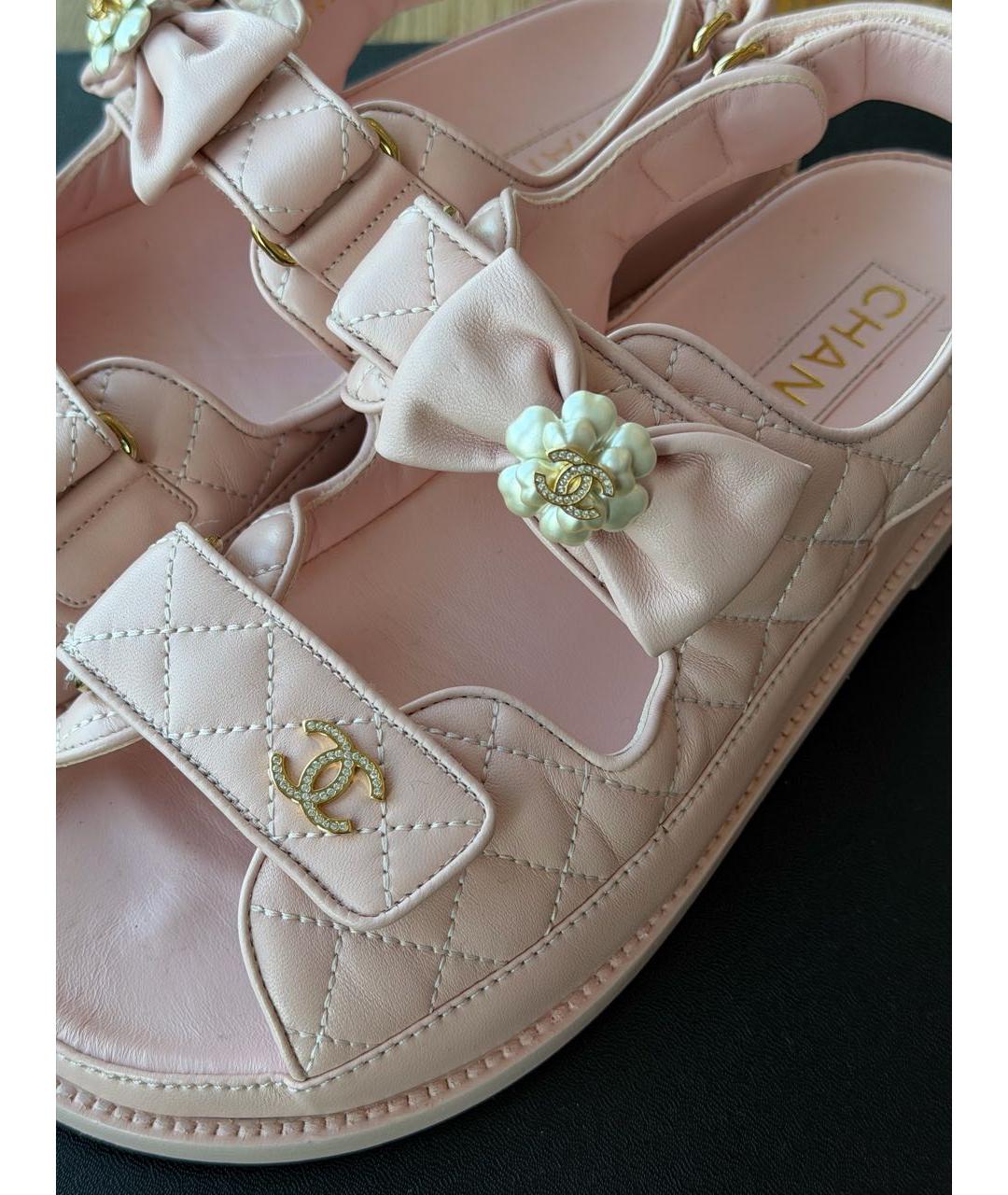 CHANEL Розовые кожаные сандалии, фото 4