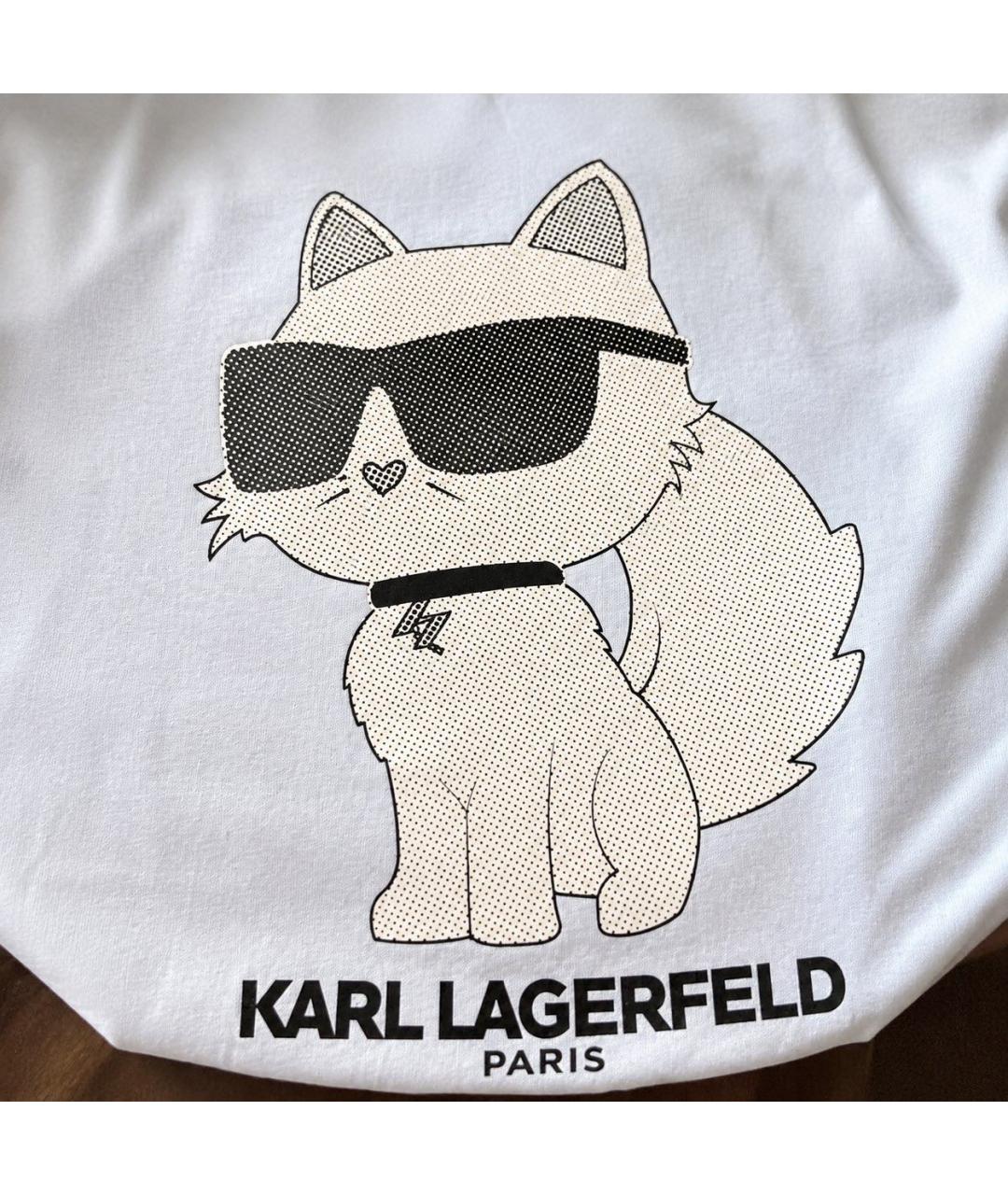 KARL LAGERFELD Голубая хлопко-эластановая футболка, фото 4