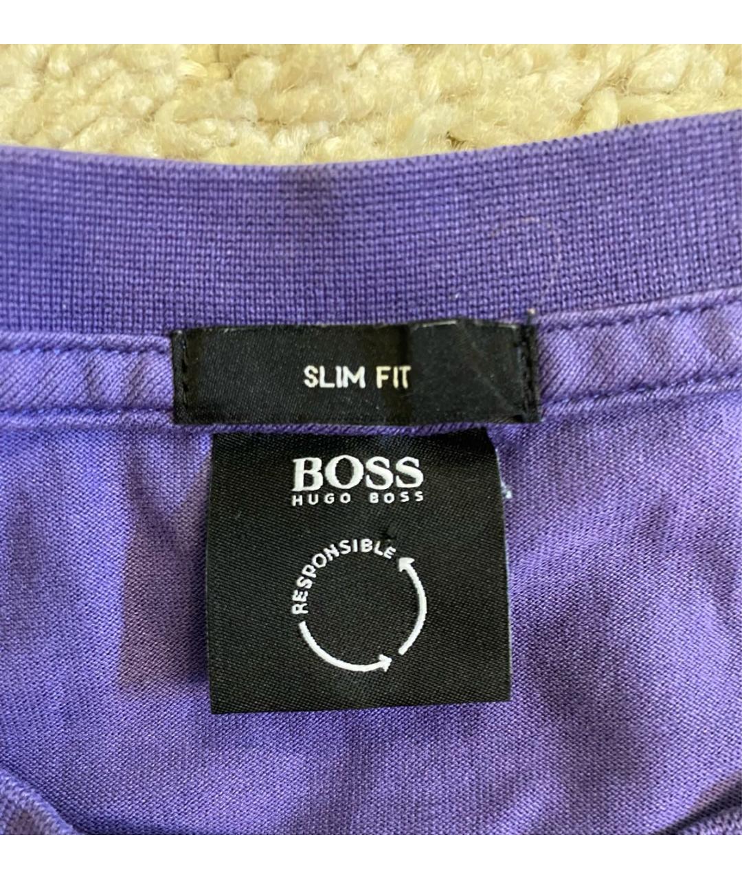 HUGO BOSS Фиолетовая хлопковая футболка, фото 3