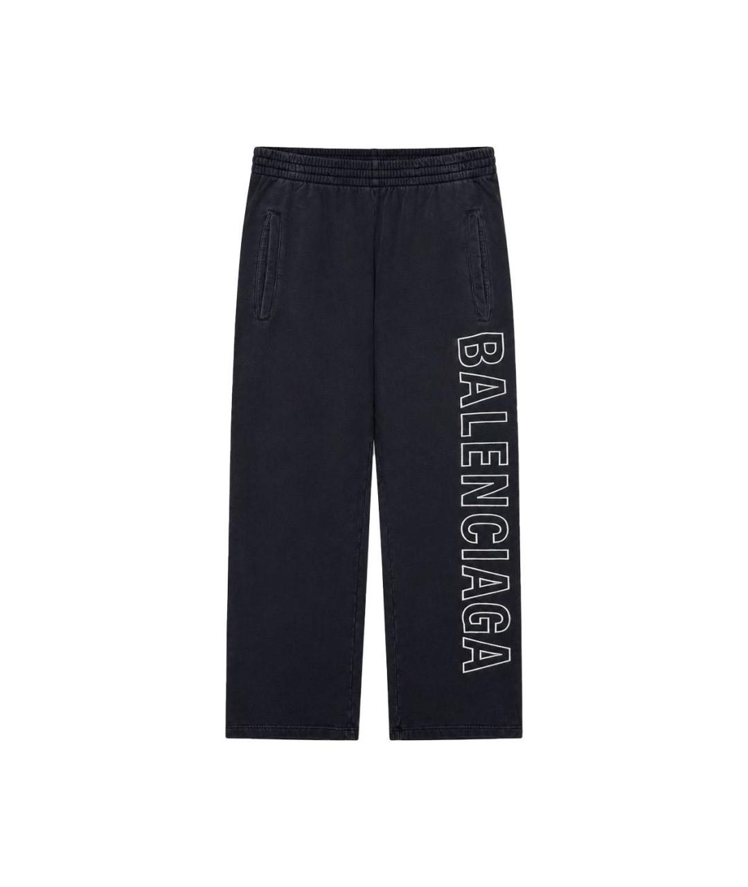 BALENCIAGA Антрацитовые хлопковые повседневные брюки, фото 1