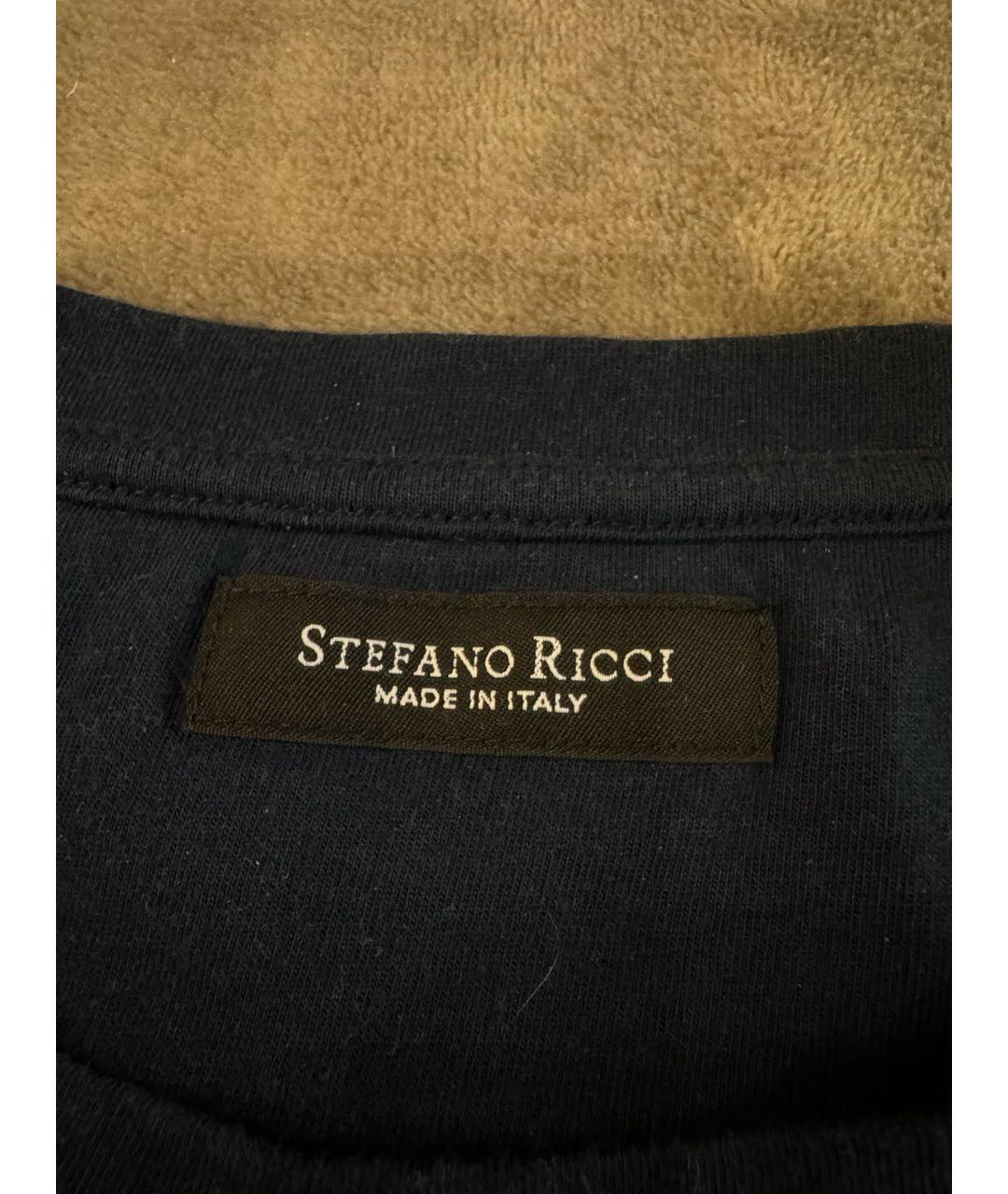 STEFANO RICCI Темно-синяя хлопковая футболка, фото 3