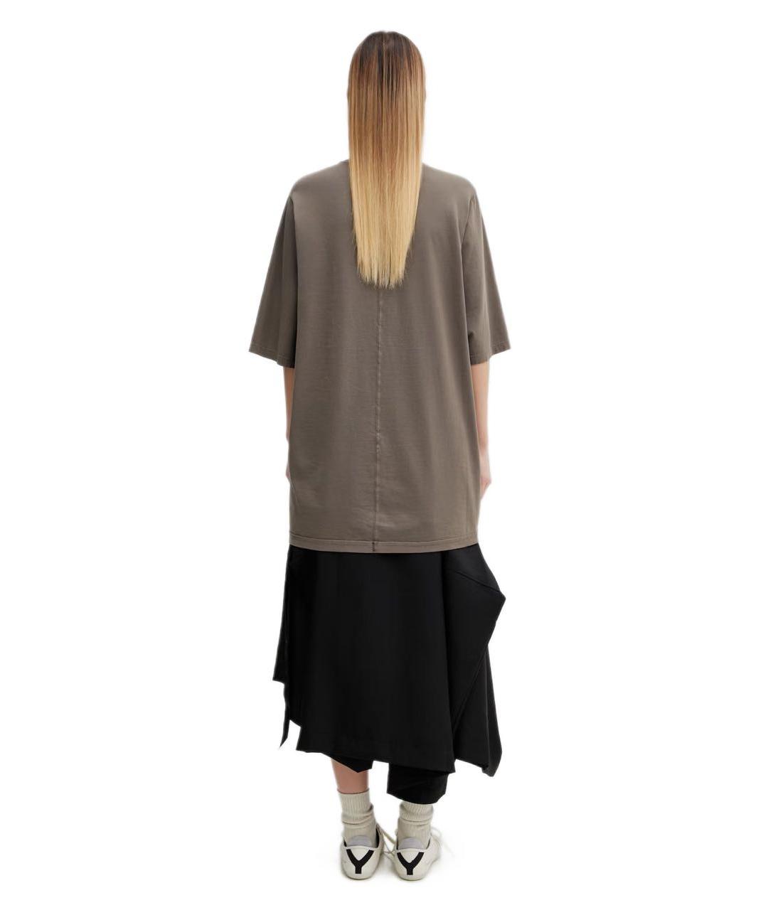 RICK OWENS DRKSHDW Серая хлопковая футболка, фото 3