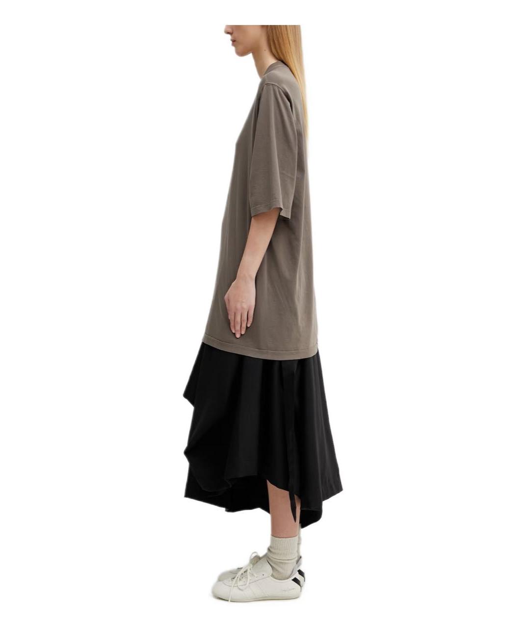 RICK OWENS DRKSHDW Серая хлопковая футболка, фото 2
