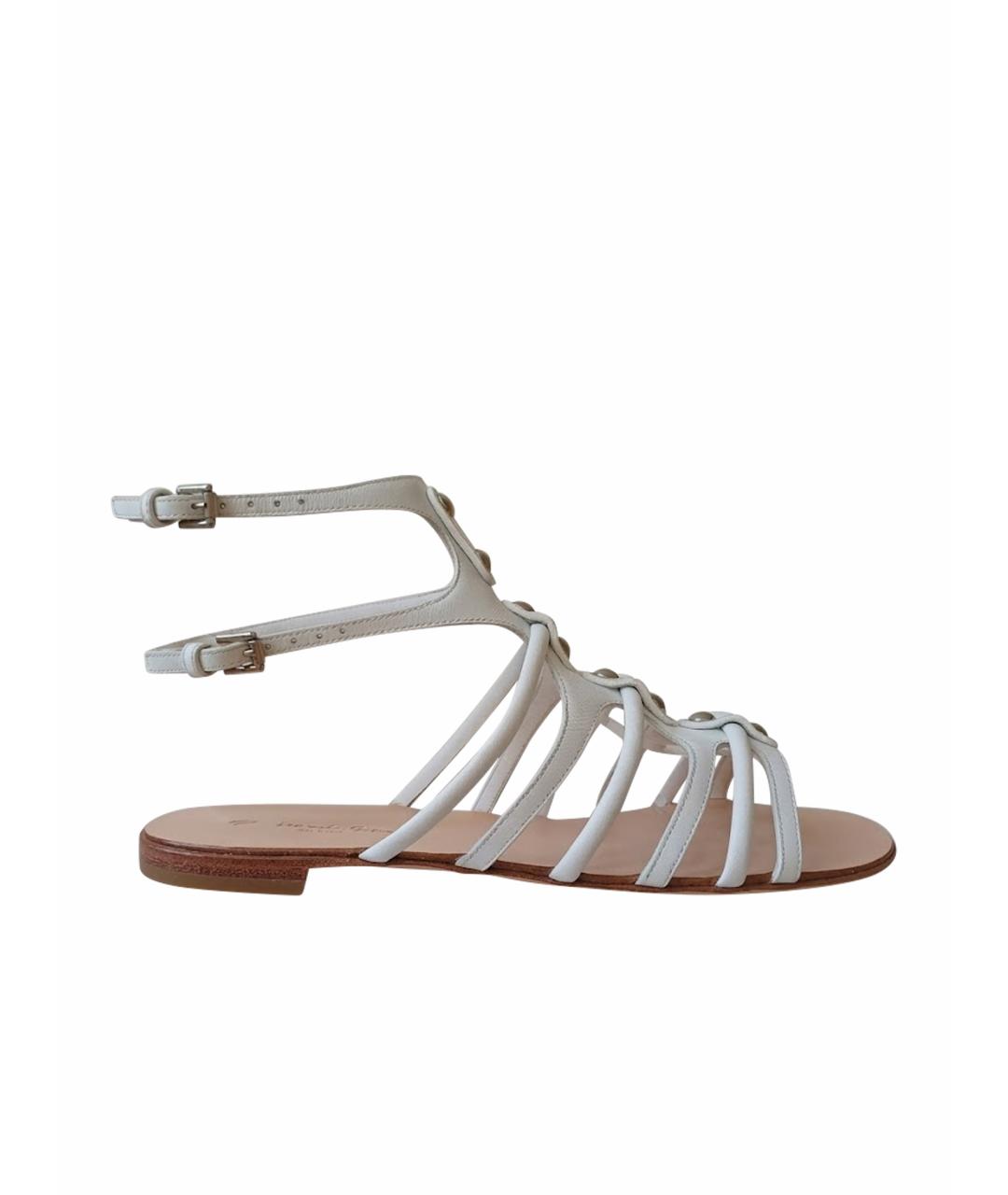 GIANVITO ROSSI Белые кожаные босоножки, фото 1