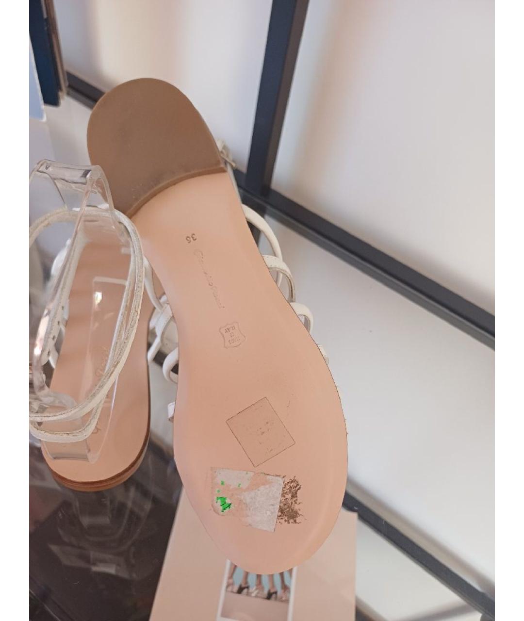 GIANVITO ROSSI Белые кожаные босоножки, фото 9