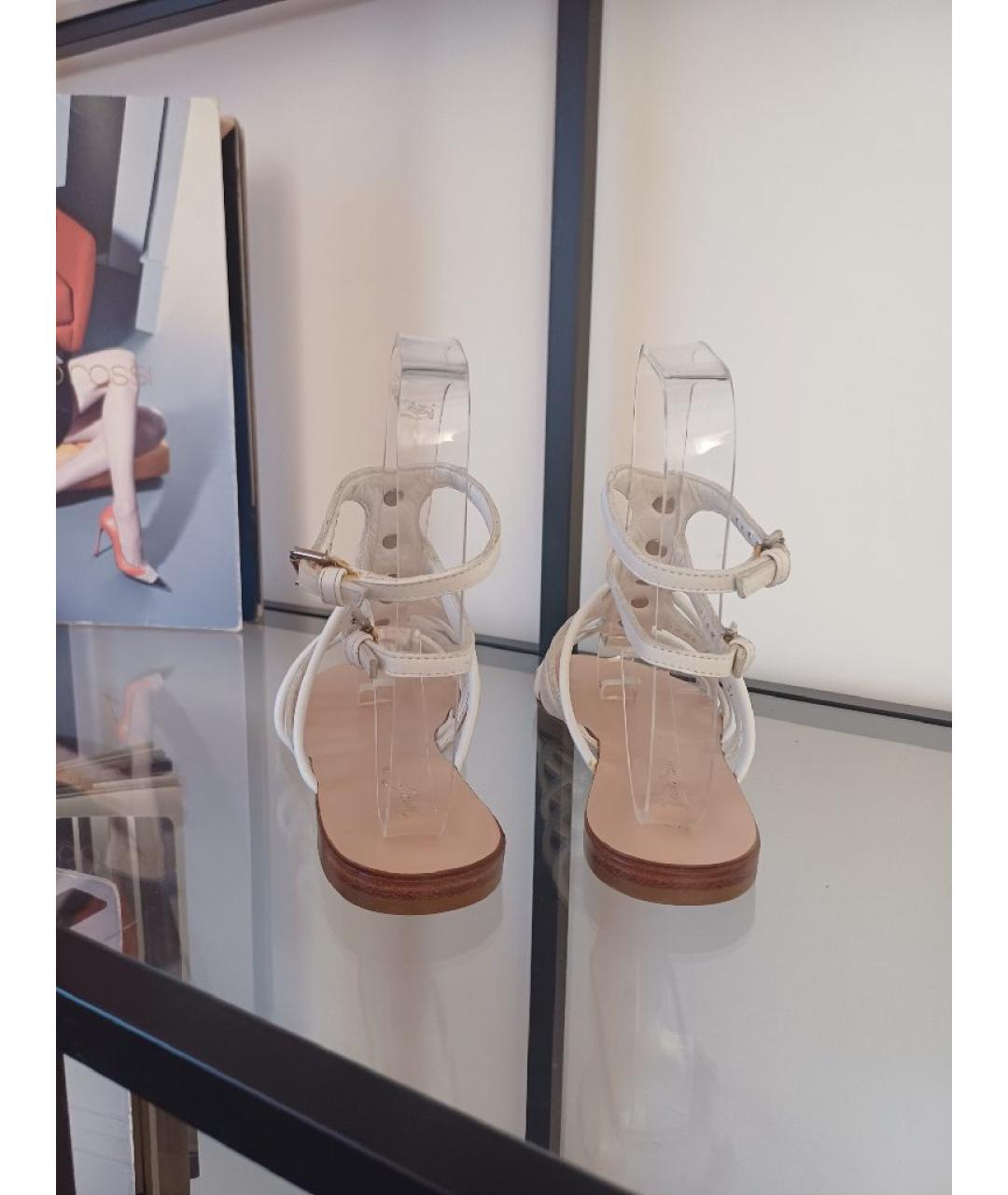 GIANVITO ROSSI Белые кожаные босоножки, фото 8