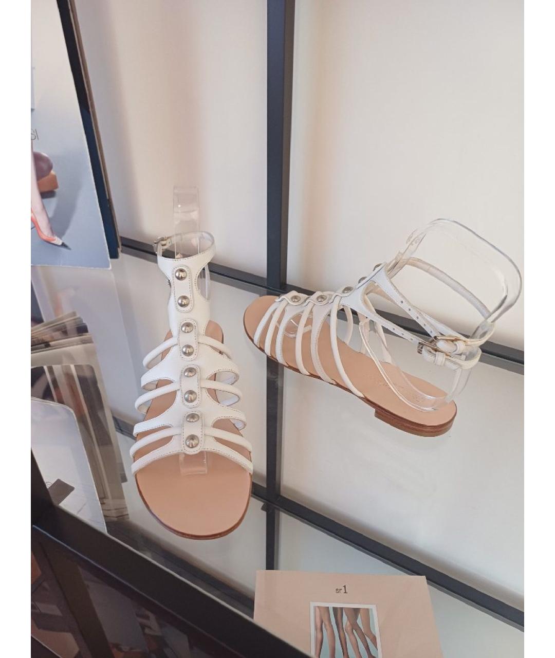 GIANVITO ROSSI Белые кожаные босоножки, фото 6