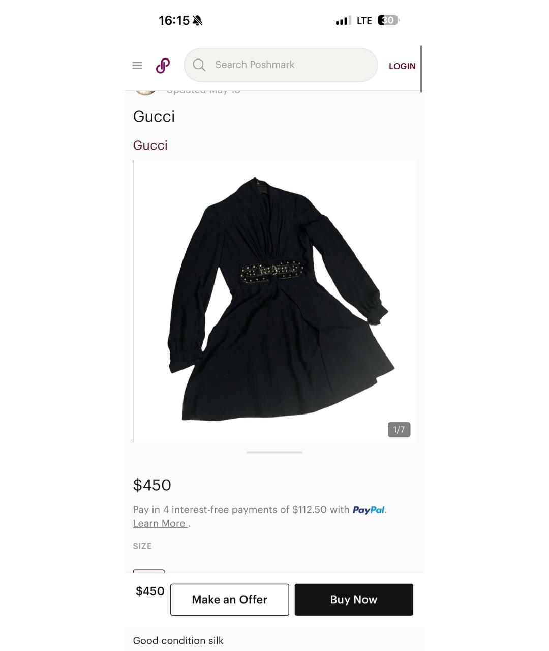 GUCCI Черное шелковое повседневное платье, фото 6
