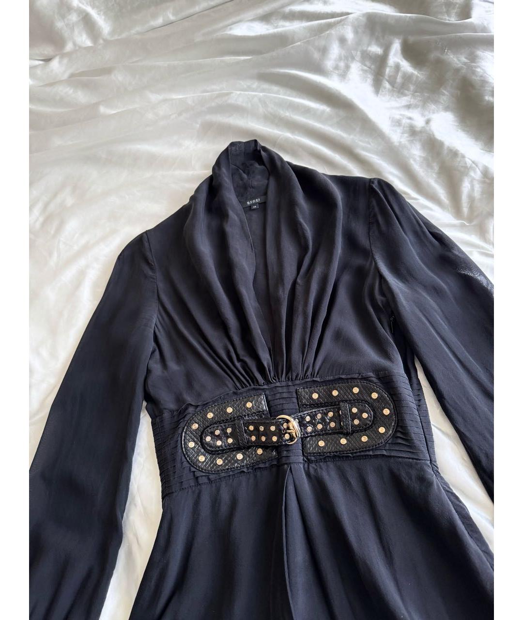 GUCCI Черное шелковое повседневное платье, фото 3