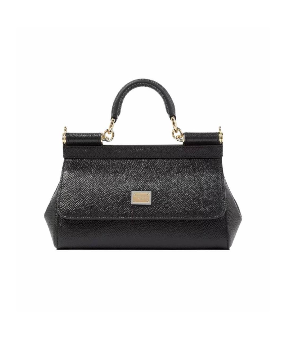 DOLCE&GABBANA Черная кожаная сумка с короткими ручками, фото 1