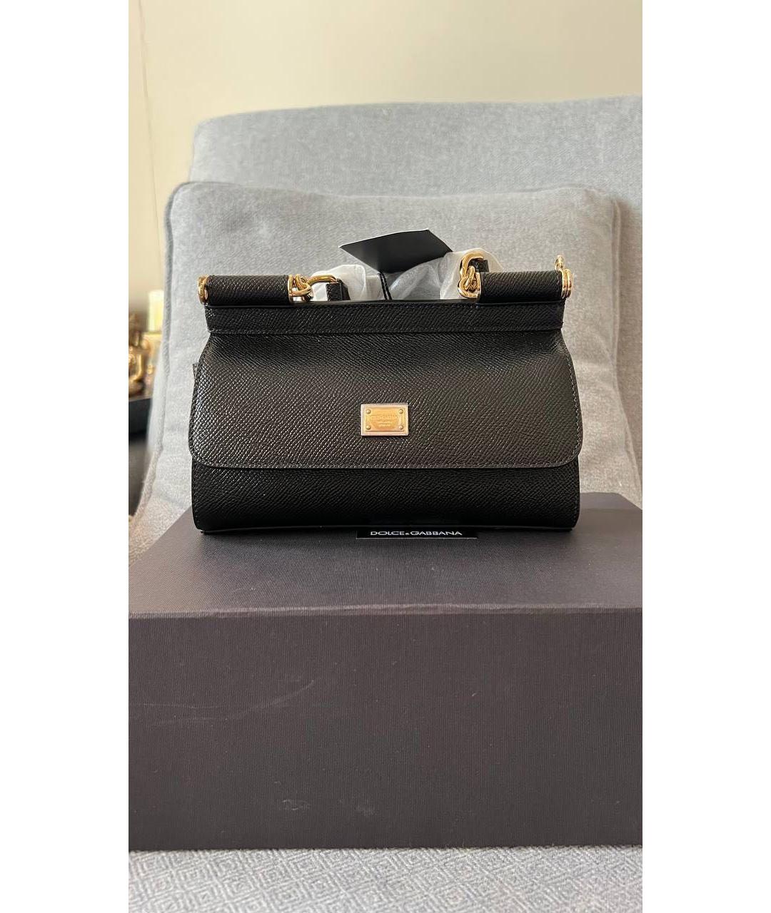 DOLCE&GABBANA Черная кожаная сумка с короткими ручками, фото 2