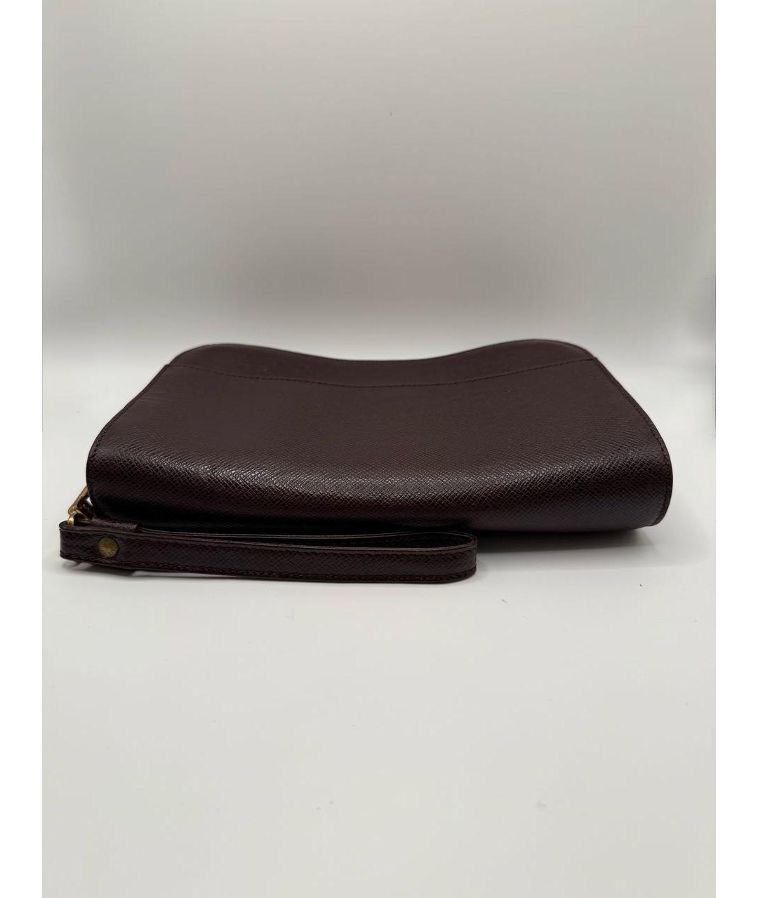 LOUIS VUITTON Бордовая кожаная барсетка, фото 6