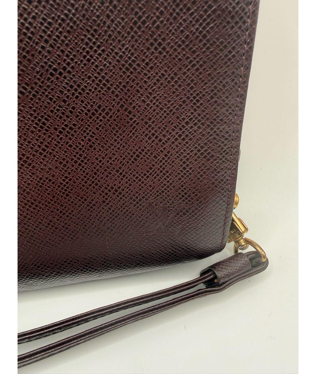 LOUIS VUITTON Бордовая кожаная барсетка, фото 2