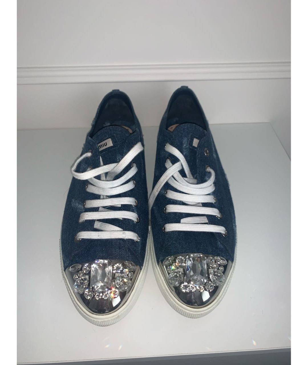 MIU MIU Синие текстильные кроссовки, фото 2