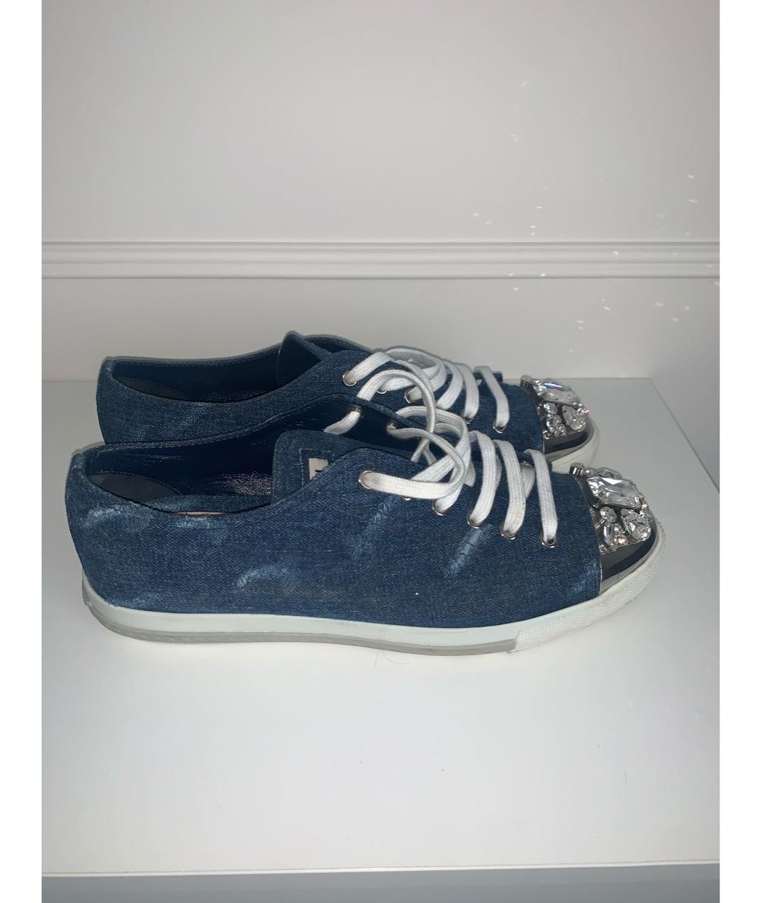 MIU MIU Синие текстильные кроссовки, фото 3