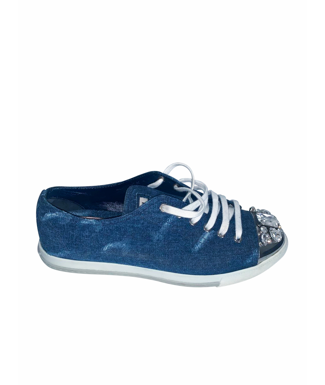 MIU MIU Синие текстильные кроссовки, фото 1