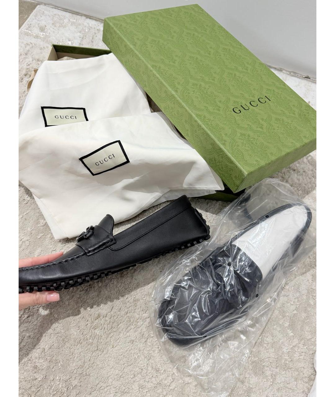 GUCCI Черные кожаные мокасины, фото 3