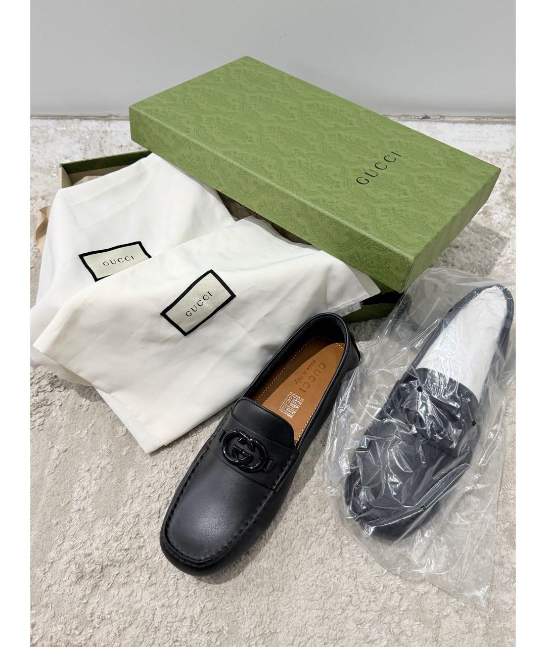 GUCCI Черные кожаные мокасины, фото 2
