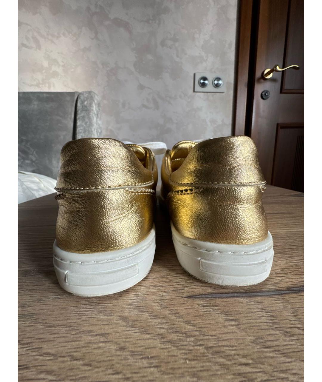 DOLCE & GABBANA KIDS Золотые кожаные кеды, фото 4