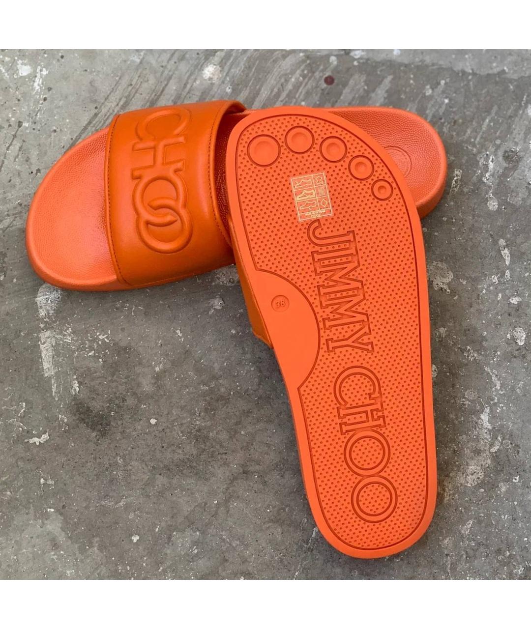 JIMMY CHOO Оранжевые резиновые шлепанцы, фото 6