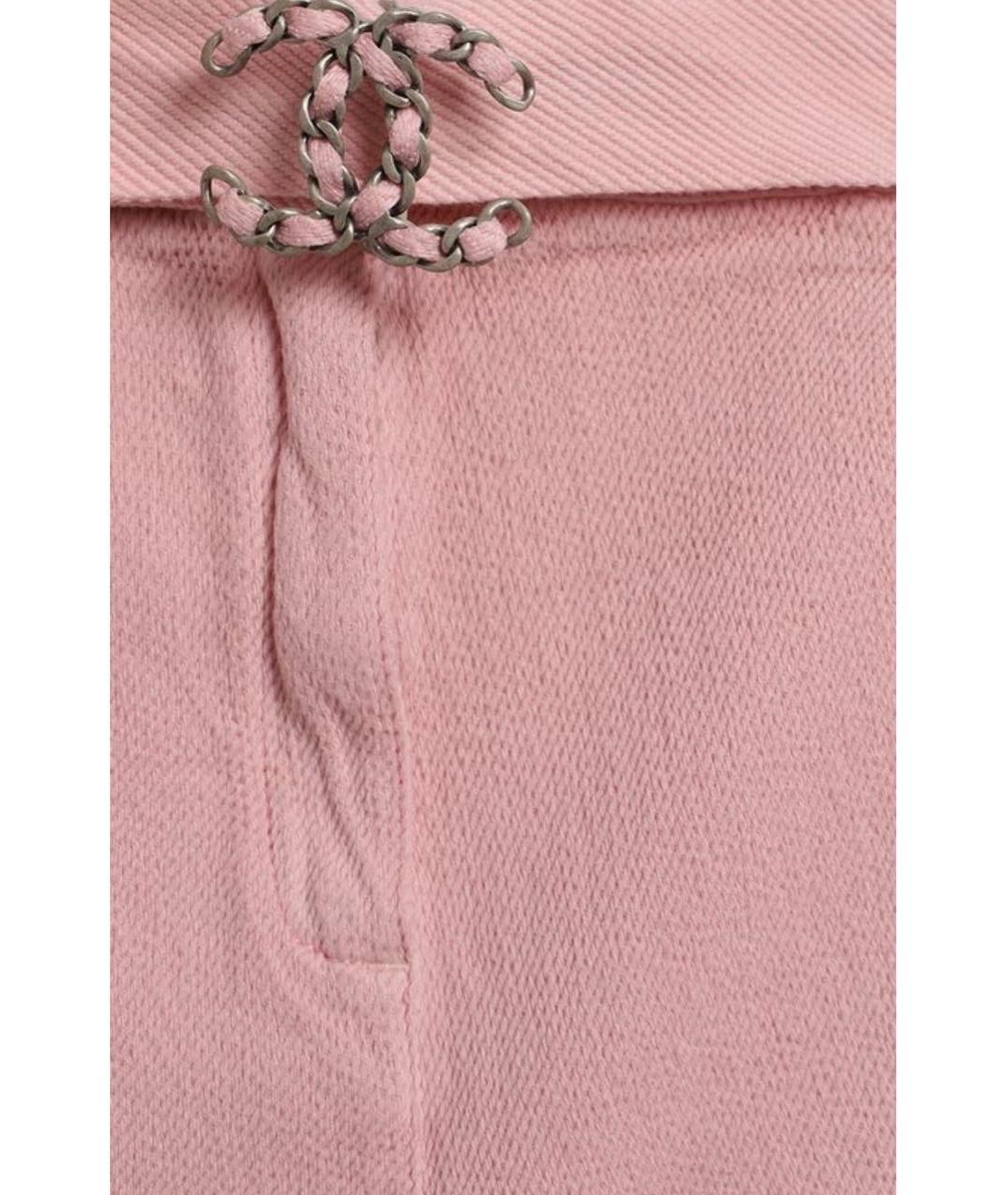 CHANEL Розовые хлопковые прямые брюки, фото 4