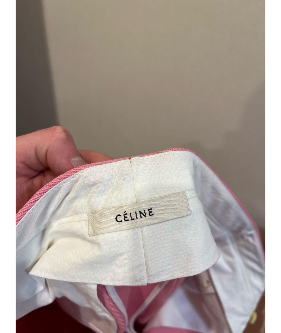 CELINE Розовые хлопковые брюки широкие, фото 3
