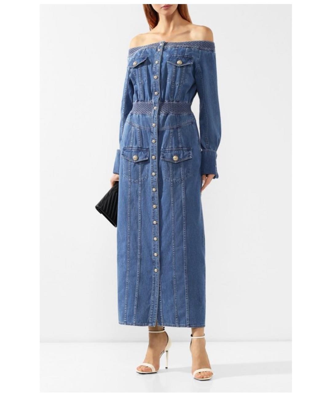 BALENCIAGA Синее хлопковое повседневное платье, фото 3