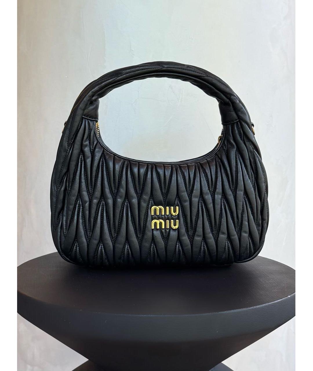 MIU MIU Черная кожаная сумка с короткими ручками, фото 6