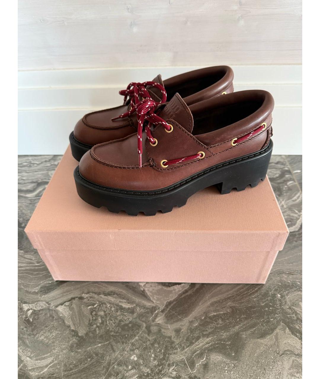 MIU MIU Коричневые кожаные брогги и оксфорды, фото 5