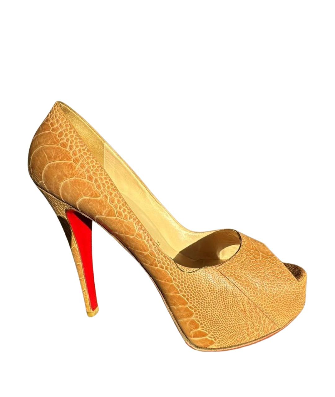 CHRISTIAN LOUBOUTIN Бежевые туфли из экзотической кожи, фото 1